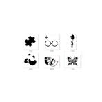 Puzzle Panda Geçici Dövme Şablonu Seti Sadece Desen