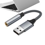 puzzlegame USB'den 3,5 mm'ye Ses Adaptörü, USB'den 3,5 mm'ye Ses Adaptörü - Jak Kablosu Stereo Ses Kartı - Ses Stereo Kablosu, Dahili Kod Çözme Çipi, Stereo Dönüştürücü