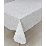 Pvc Muşamba Dantel Görünümlü Kaymaz Sıvı Geçirmez Deliksiz Mutfak Masa Örtüsü Çiçek Motifli - Krem - 135 x 180 cm