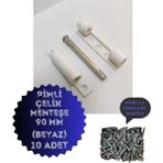 PVC Pimapen Kapı Pencere Menteşesi - Çelik - 90mm - Beyaz - 10 Adet - Vidalar Dahil