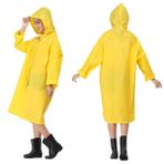 Pvc Yağmurluk Pardesü Sarı Unisex 150 GR Extra Güçlü Çift Katman eva ile kaplanmış astarsız%100 Su geçirmez Kapşonlu Yağmurluk Mont Outdoor Kaban 66-155 CM