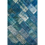 Pw729 Turkuaz El Dokuma Patchwork Yün Halı
