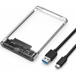 PX-3000 2.5 Inç Şeffaf Harddisk SSD Kutusu, USB 3.0 Type-C Sata HDD SSD Harici Disk Kutusu, Laptop Harddisk Kutusu, Taşınabilir Harici Depolama Adaptörü