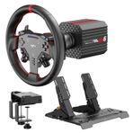 PXN VD6 Bundle - PC Steering Wheel and Pedals – 6 Nm Direct Drive Servo Motor Base, W AS Racing Wheel, Hall Effect 2-Pedal Set, and Z9 Table Clamp – Professional Sim Racing Setup for Windows PC (7–11)
