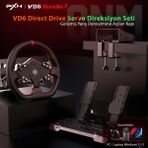 Pxn Vd6 Direct Drive Sim Racing Seti – 6nm Direct Drive Servo Motor, W Ds R2 Direksiyon, Hall Effect 2 Pedal, Masa Kelepçesi – Pc Windows 7–11 - Siyah