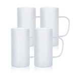 PYD Life Süblimasyon Cam Boş Kupa Buzlu Cam Bardaklar 623 ml Kahve Bira Kupaları Cricut Mug Press ve Bardak Isı Presi için Saplı 4'lü Paket