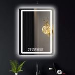 PYROSUN Akıllı Dikdörtgen Banyo Aynası, Duvara Monte Aydınlık Banyo Aynası, 3 Renk Aydınlatma, Buğu Önleyici Modern Akıllı Banyo Aynası, Saat ve Sıcaklıklı