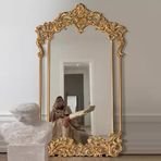PYROSUN Ayaklı ayna, tam boy aynası, vintage, vücut duvar aynası, barok esintili, uzun giyinme aynası, dekoratif ayna, banyo için, soyunma odası için, altın 60 x 160 cm