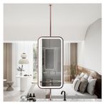 PYROSUN banyo aynası Banyo Aynası Tavana Duvara Monte Ayna LED Işıklı, Metal Çerçeve, Tıraş, Makyaj için Uygun, Tuvalet, Giriş, Mağaza, Otel Asma Aynası (Gül Altın,