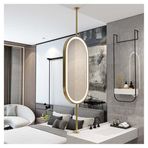 PYROSUN banyo aynası Duvara Monte Makyaj Aynası Işıklı LED Banyo Aynası, Banyo Vanity Tıraş için Tavana Monte Ayna, Tuvalet, Giriş, Mağaza, Otel için (Altın, 50x100cm)
