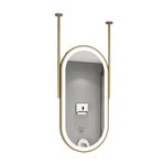 PYROSUN banyo aynası Duvara Monte Oval Kutup Ayna, Tavan Banyo Makyaj Aynası LED Aydınlatma Banyo Aynası, Ev veya Otel İçin Metal Çerçeve, Şeffaf ve Pratik (Altın, 60x100 cm)