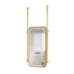 PYROSUN Banyo aynası Metal Çerçeveli ve Çubuklu Tavan Aynası LED Banyo Aynası Aydınlatma Aynası, Ev veya Otel için Uygun, Dekoratif Minimalist Cam Ayna (Altın, 50 x 80 cm)