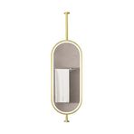 PYROSUN banyo aynası Paslanmaz Çelik Tavana Asma Ayna, Led Işıklı Banyo Aynası Oval Metal Tavana Monte Ayna, Giriş Vestiyer ve Ev Dekorasyonu için Uygun (Altın, 50x100 cm)