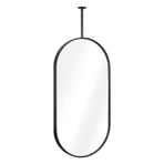 PYROSUN Banyo, Banyo, Tıraş için Tavan Asılı Oval Ayna, Siyah Metal Çerçeveli Duvar Aynası, Cam Dekoratif Ayna (A, 40 cm x 60 cm)