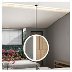 PYROSUN Banyo için LED Işıklı Çift Taraflı Yuvarlak Ayna, Dokunmatik Düğmeli Yuvarlak Tavan Asılı Ayna, Yatak Odası, Koridor, Oturma Odası için Asılı Ayna (Siyah, 40 x 40 cm)