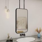 Pyrosun banyo tavan aynası, yaratıcı dekoratif ayna, siyah metal çerçeve ve kollu (özelleştirilebilir), ev veya otel banyo için duvar aynası (boyut: 50 x 70 cm)