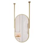 PYROSUN Banyo Tavan Dekoratif Ayna, Makyaj için Büyük Yüzer Oval Ayna, Oturma Odası, Yatak Odası, Giriş için Altın Metal Çerçeve (Altın, 40 cm x 70 cm)