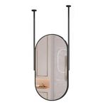 PYROSUN Banyo Tavan Dekoratif Ayna, Makyaj için Büyük Yüzer Oval Ayna, Oturma Odası, Yatak Odası, Giriş için Altın Metal Çerçeve (Siyah, 50 cm x 70 cm)