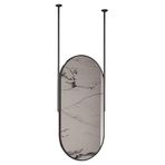 PYROSUN Büyük Altın Banyo Aynası, Tavan Asılı Makyaj Aynası, Yatak Odası, Banyo, Giriş, Makyaj Aynası, Metal Oval Çerçeve, Duvara Monte Dekoratif Ayna (Siyah, 40c