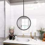 PYROSUN Büyük Dekoratif Yuvarlak Ayna Metal Çerçeveli Duvar, Asılı Ayna, Banyo Aynası, Girişler için Dairesel Duvar Aynası, Tuvalet, Tavan Montajı, 40, 50, 60, 70 cm