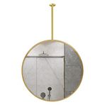 PYROSUN Dairesel Makyaj Aynası, Altın Duvar Tavan Aynası, Şeffaf ve Pratik Banyo Aynası, Büyük Yuvarlak Ayna (Boyut: Çap: 40 cm/17 inç)