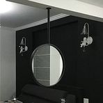 PYROSUN Dekoratif tavan aynası, yuvarlak asılı duvar aynası, siyah metal çerçeveli ayna, banyo, yatak odası, komodin ve modern tema dekorasyonu için, 40 cm, 50 cm, 60 cm, 7