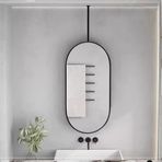 PYROSUN Duvara Monte veya Tavan Asma Banyo Aynası, Metal Çerçeveli Oval Dekoratif Ayna, Ev veya Otel için Yüzer Makyaj Aynası (A, 40 cm x 60 cm)