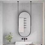 PYROSUN Duvara Monte veya Tavan Asma Banyo Aynası, Metal Çerçeveli Oval Dekoratif Ayna, Ev veya Otel için Yüzer Makyaj Aynası (B, 40 cm x 70 cm)