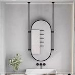 PYROSUN Duvara Monte veya Tavan Asma Banyo Aynası, Metal Çerçeveli Oval Dekoratif Ayna, Ev veya Otel için Yüzer Makyaj Aynası (C, 50 cm x 70 cm)