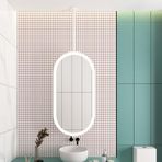 PYROSUN LED aydınlatmalı tavan ve duvar aynası, banyo aynası, metal çerçeve, makyaj masası, tıraş aynası, tuvalet, giriş, mağaza, otel için (beyaz, 40 x 80 cm)