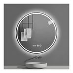PYROSUN LED banyo aynası, aydınlatmalı, makyaj aynası, buğu yapmayan kozmetik aynası, kısılabilir duvar aynası, dokunmatik şalterli, saat fonksiyonu (Renk: beyaz ışık, boyut: 60 cm (24 inç)