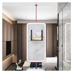 Pyrosun LED ışıklı tavan banyo aynası, yüzen dekoratif ayna büyük, oteller ve daireler için ideal (pembe altın, 40 x 80 cm)