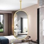 PYROSUN Metal Çerçeveli Oval Tavan Yüzer Ayna, Oturma Odası, Soyunma Odası, Giriş, Banyo Dekoratif Ayna için Basit Dekoratif Ayna (50 cm x 70 cm)