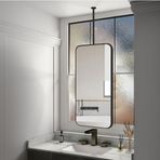PYROSUN Modern Büyük Kare Ayna, Siyah Metal Çerçeve, Asma Tavan Aynası, Ev, Banyo, Oturma Odası için Dekoratif Duvar Makyaj Aynası (Boyut: 40 cm x 60 cm)