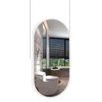 PYROSUN Modern Oval Tavan Asmalı Ayna, Banyo için Beyaz Metal Çerçeveli Makyaj Aynası, Tuvalet, Tıraş, Mağaza veya Otel için Dekoratif Ayna (Boyut: 40 cm x 60 cm