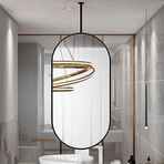 PYROSUN Modern oval tavan aynası, metal çerçeveli ve tavan dirsekli, asılı makyaj aynası, banyo için, oturma odasında giriş alanı için dekoratif duvar aynası (Renk: