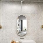PYROSUN Oval Banyo Aynaları, Tavan Asma, Beyaz Metal Çerçeveli ve Çubuklu, Modern Büyük Dekoratif Ayna, Ev veya Otel için Basit Makyaj Aynaları (Boyut