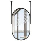 PYROSUN Oval Makyaj Aynası, Yüzer Duvar Aynası, Tavan Asma Çubuğu, Makyaj, Tıraş, Oturma Odası, Giriş, Banyo için Dekoratif Ayna, Siyah (Siyah, 40 cm x 70