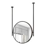 PYROSUN Siyah Banyo Aynası, Tavandan Asılı Yuvarlak Ayna, Tuvalet, Makyaj, Tıraş için Uygun (70 cm/27,5 inç)
