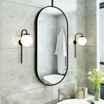 PYROSUN Siyah Metal Çerçeveli ve Tavan Asma Çubuklu Makyaj Aynası, Banyo için Yüzer Duvar Aynası, Ev veya Otel için (A, 50 cm x 60 cm)