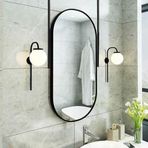 PYROSUN Siyah Metal Çerçeveli ve Tavan Asma Çubuklu Makyaj Aynası, Banyo için Yüzer Duvar Aynası, Ev veya Otel için (B, 40 cm x 70 cm)