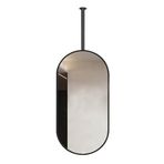 PYROSUN Tavan Asma Çubuklu Banyo Aynası, Tavan Çubuklu Duvar Aynası, Metal Çerçeveli Dekoratif Oval Ayna (A, 40 cm x 60 cm)