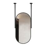 PYROSUN Tavan Asma Çubuklu Banyo Aynası, Tavan Çubuklu Duvar Aynası, Metal Çerçeveli Dekoratif Oval Ayna (C, 50 cm x 70 cm)