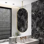 PYROSUN Tavan Banyo Aynası, Banyo Duvar Aynaları, Metal Çerçeveli Oval Banyo Makyaj Aynası ve Tavan Dekoratif Aynalar (Boyut: 50 cm x 70 c