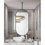 PYROSUN Tavan Banyo Aynası, Duvara Monte Lavabo Aynası, Duvar Dekoru için Dekoratif Metal Çerçeveli Siyah Banyo Aynası (Boyut: 50 cm x 70 cm)