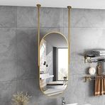 PYROSUN Tavan Çubuğu Duvar Aynası, Banyo için Büyük Oval Ayna, Dekoratif Makyaj Aynası - Özelleştirilebilir Metal Asma Çubuk Ayna (Boyut: 40 cm x 70 cm)
