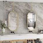 PYROSUN Tavan için banyo aynası, lavabo üstü için banyo duvar aynası, tavan aynası, altın banyo kozmetik aynası, metal çerçeveli, duvar dekorasyonu için dekoratif ayna