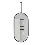 PYROSUN Tavana Monte Cam Dekoratif Ayna, Metal Çerçeveli Demir Oval Makyaj Aynası, Duş ve Tıraş için Duvara Monte Ayna, Siyah (A, 50 cm x 60 cm)