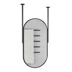 PYROSUN Tavana monte etmek için dekoratif cam ayna, demir metal çerçeveli oval kozmetik aynası, banyo aynası, duşta tıraş için çubuklu duvar aynası, siyah (C, 50 cm x 70 cm)