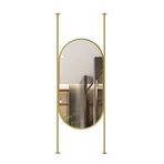PYROSUN XLTFUC Dikdörtgen Tavan Aynası, Metal Çerçeveli ve Asma Çubuklu Yüzer Kare Banyo Aynası, Delikli Montaj (Altın, 50 x 80 cm)